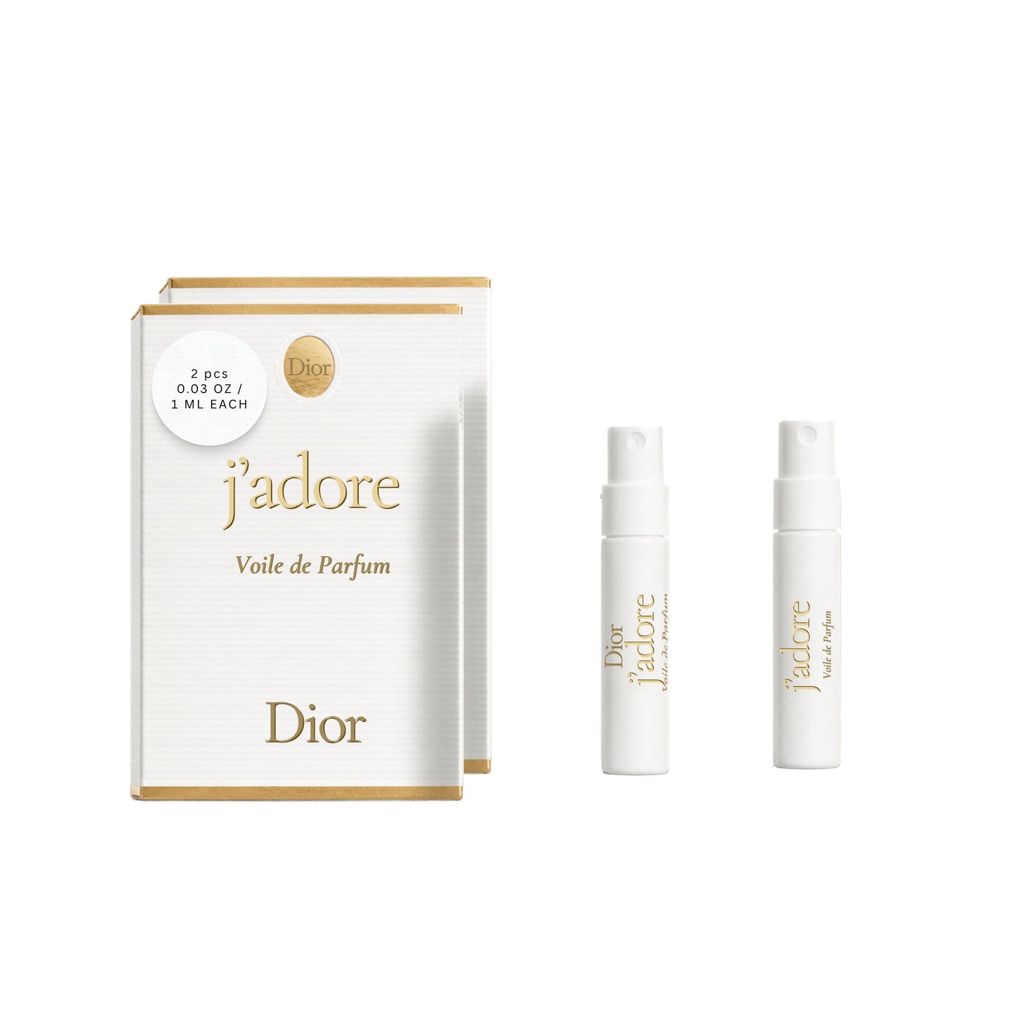 2 Christian Dior J'adore Voile De Parfum Spray Sample Vial .03 Oz/1 Ml Each