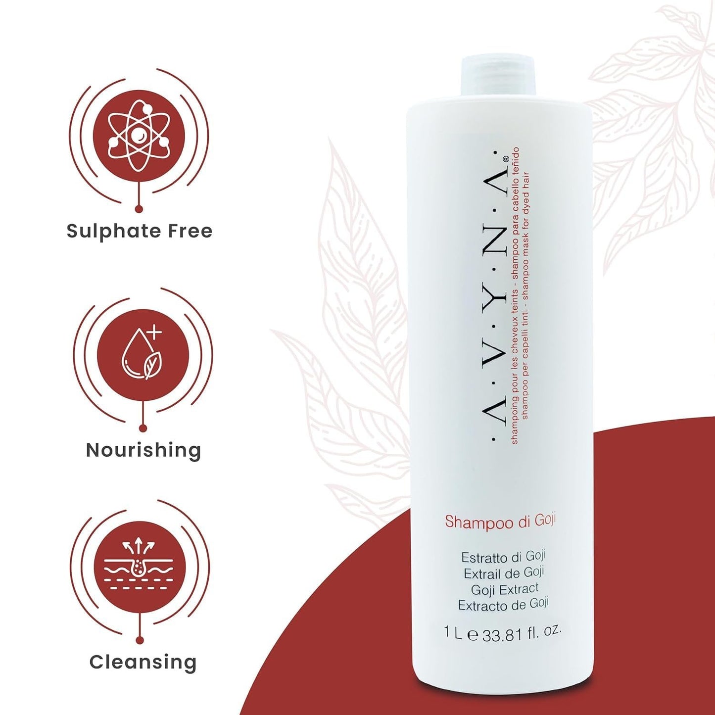 Avyna Shampoo for Color Treated Hair with Goji Extract 33.8 Fl Oz