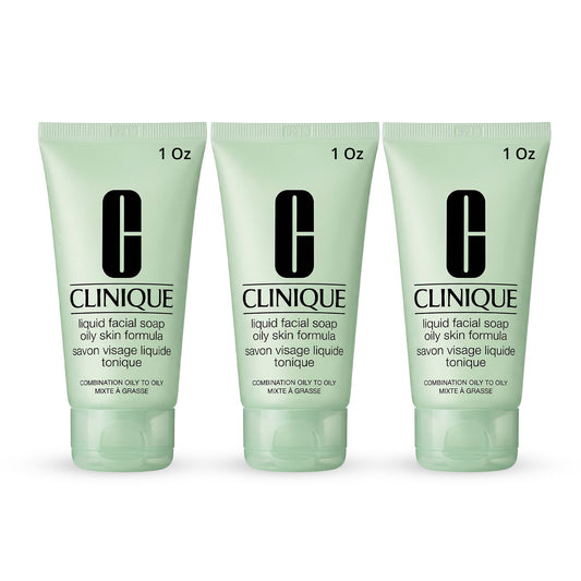 Clinique Liquid Facial Soap for Oily Skin – Travel Size Cleanser Set (3 x 1 oz)