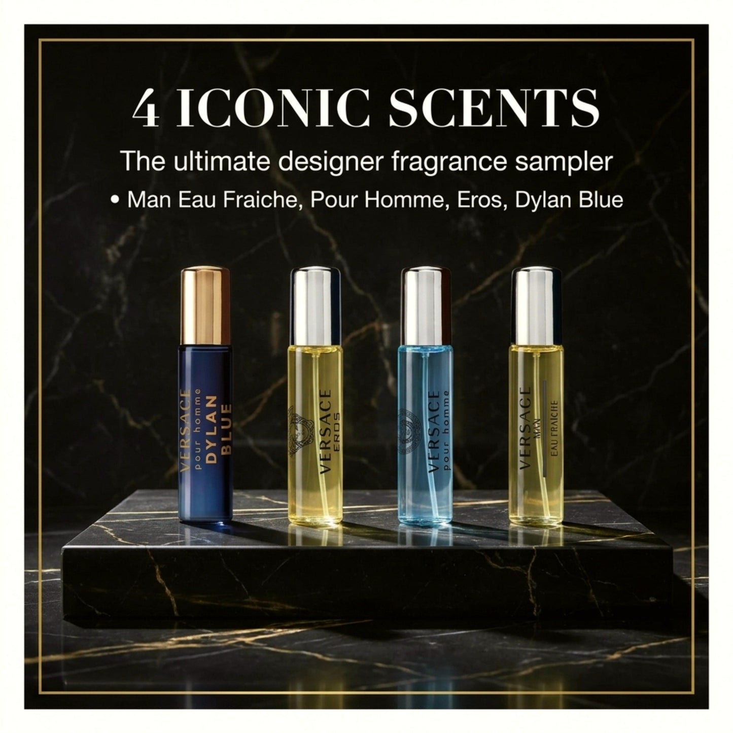 Versace Perfume for Men Variety 4-Piece Gift Set – Mini EDT Pen Sprays, 0.17 Ounce Each