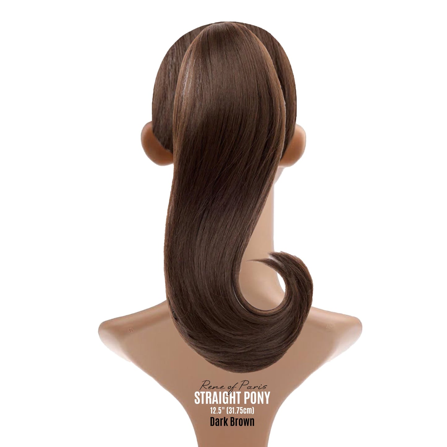 >Rene of Paris Straight Ponytail Hair Extension – Dark Brown Synthetic Clip-In