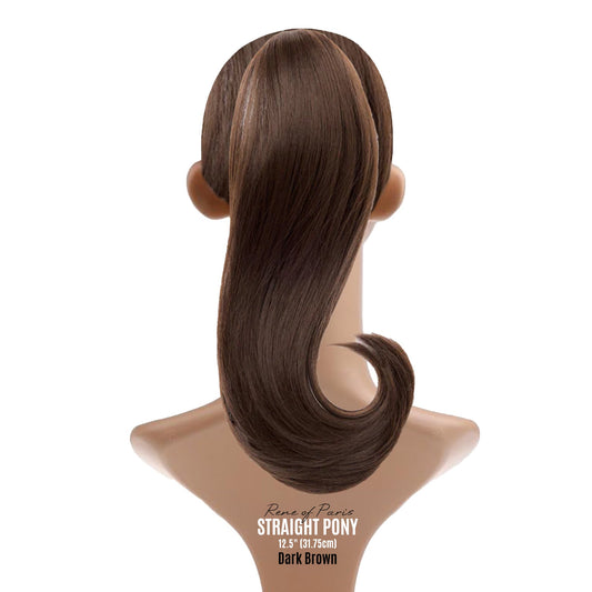 >Rene of Paris Straight Ponytail Hair Extension – Dark Brown Synthetic Clip-In