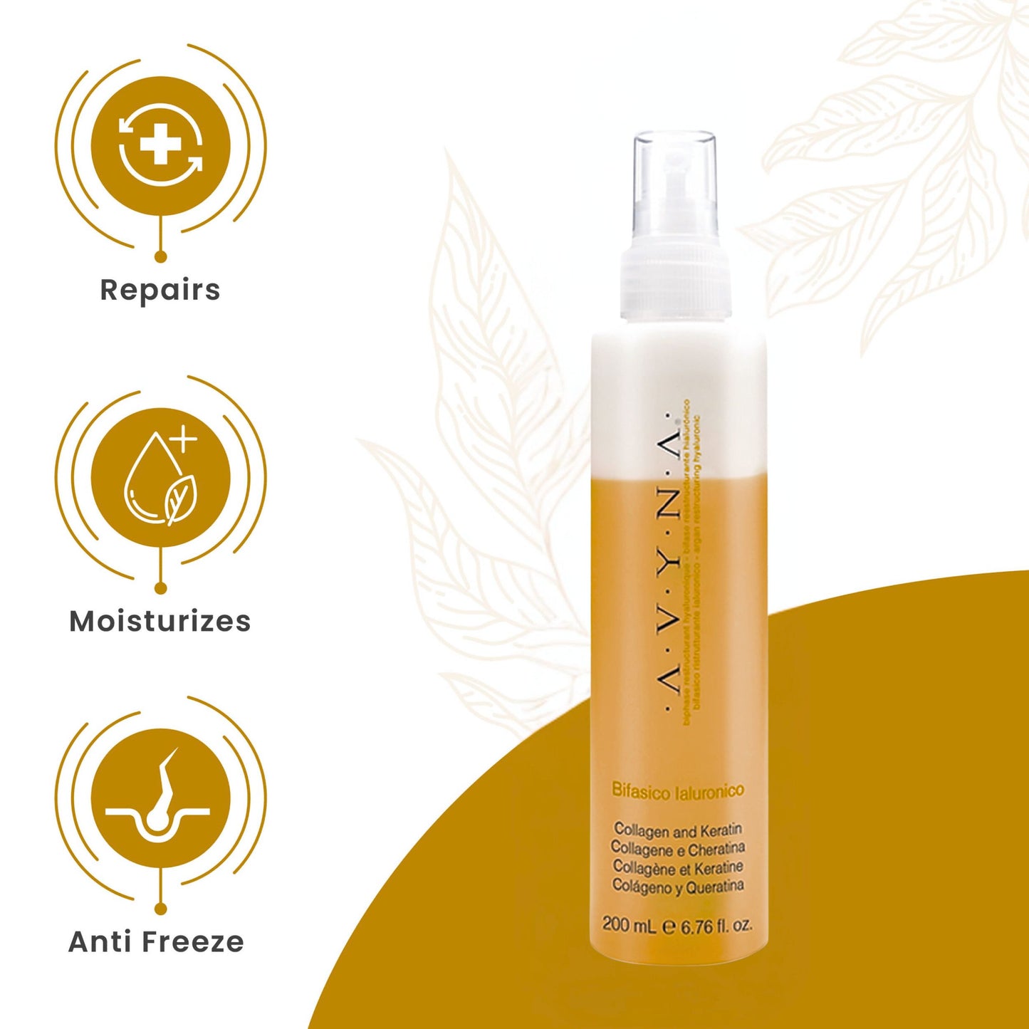 Avyna Bifasico Hyaluronic Hair Detangler Spray for Damaged Hair – 6.76 oz