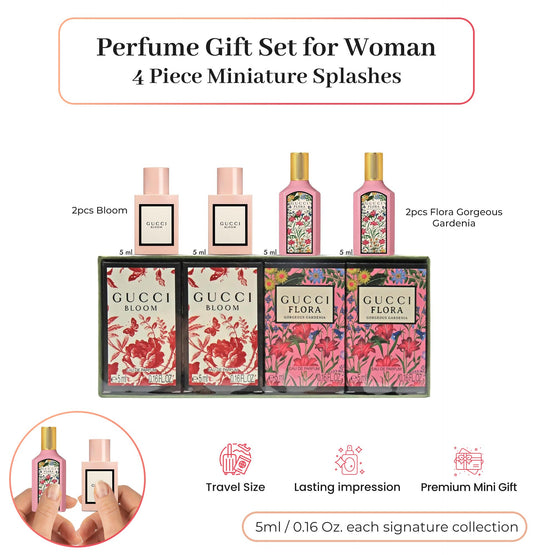 Gucci Perfume for Women Variety Travel Splash Gift Set – 4 Mini Eau de Parfum (0.16 Fl Oz Each)