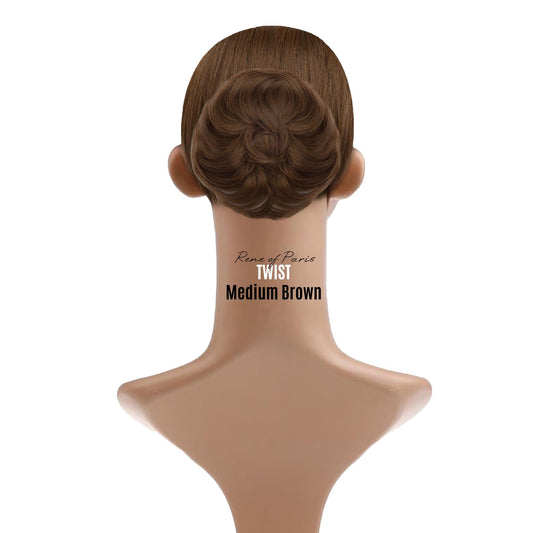 Twist Messy Bun Hair Pieces Synthetic Extensions Ready to Wear by Rene of Paris - Medium Brown