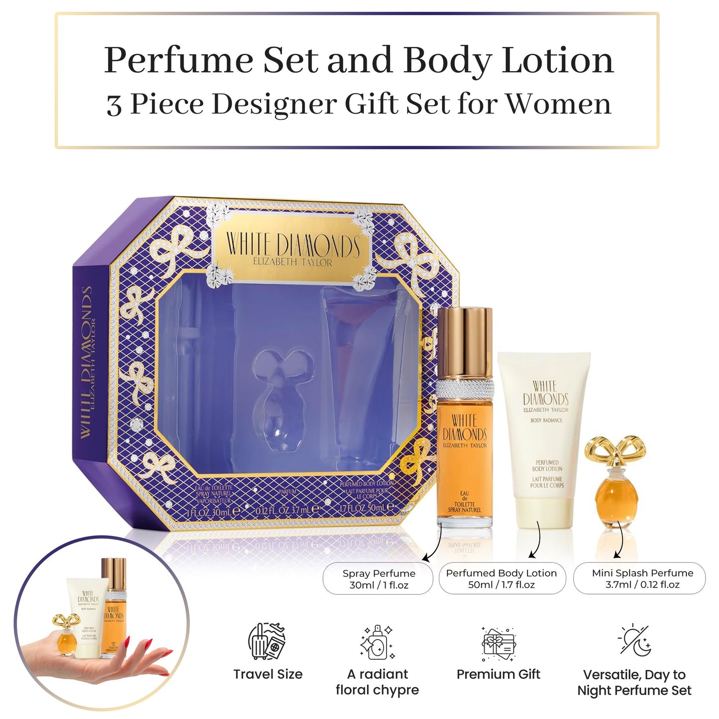 Elizabeth Taylor White Diamonds Women's Fragrance 3 Piece Gift Set