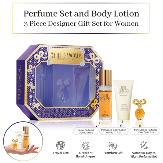Elizabeth Taylor Elizabeth Taylor White Diamonds Women's Fragrance 3 Piece Gift Set, 1.0 Fl. Oz. Eau De Toilette, 3 Count