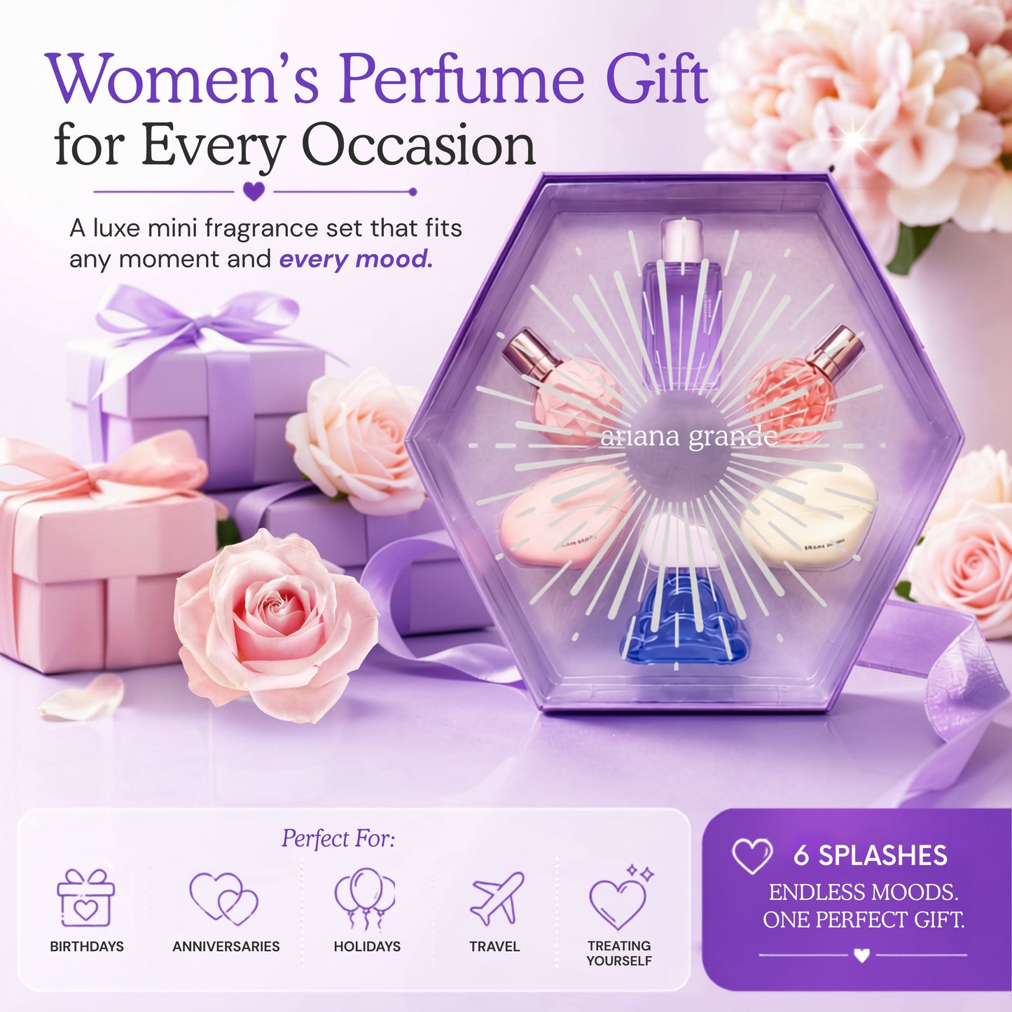 Ariana Grande Perfume Gift Set for Women 6 Piece 0.25 oz