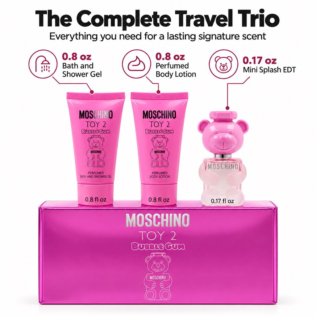 Moschino Toy 2 Bubble Gum 3-Piece Mini Gift Set for Women – Travel Size