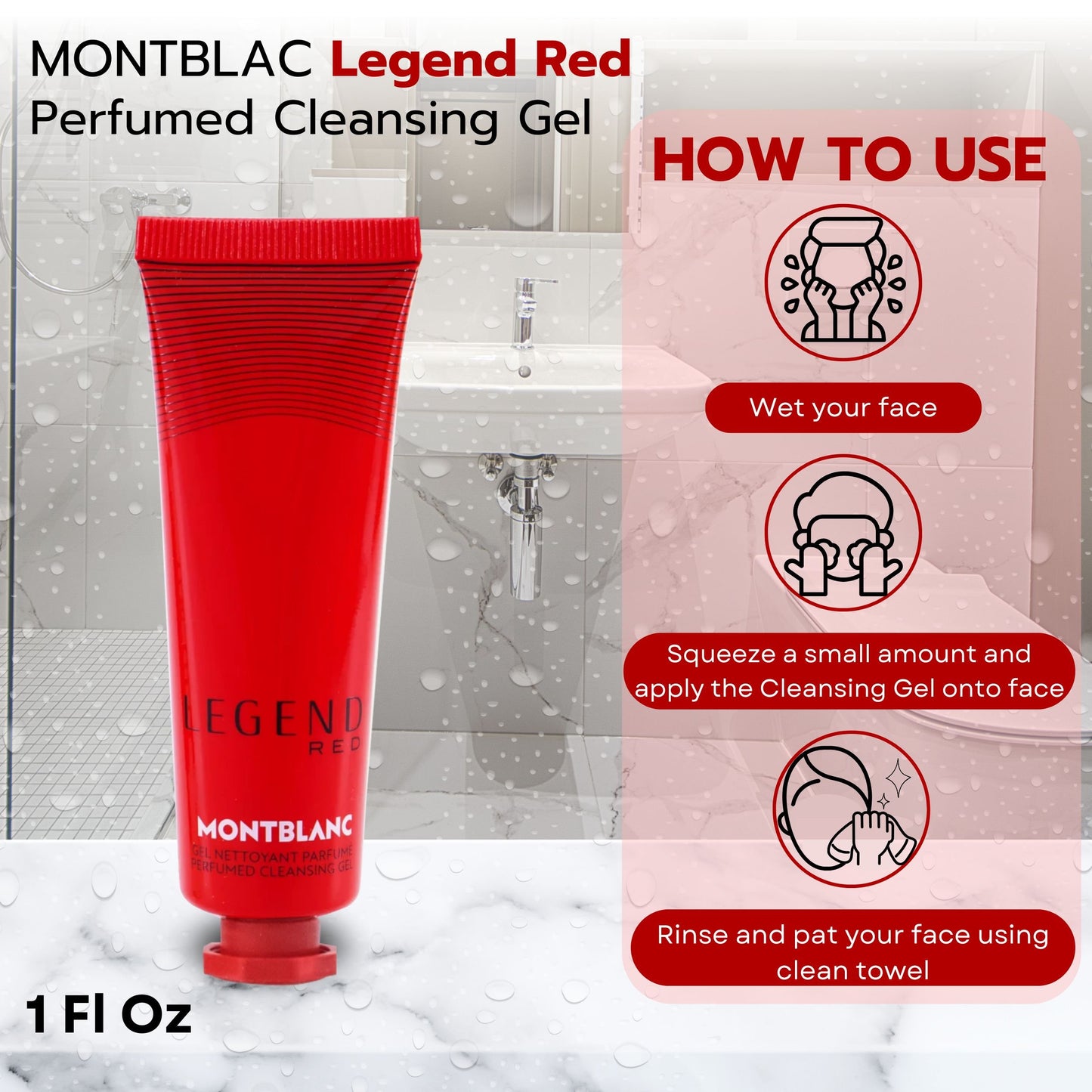 Montblanc Legend Red Gift Set for Men – 3 Piece Set (7.5 ml EDP, Face Cream & Cleansing Gel)