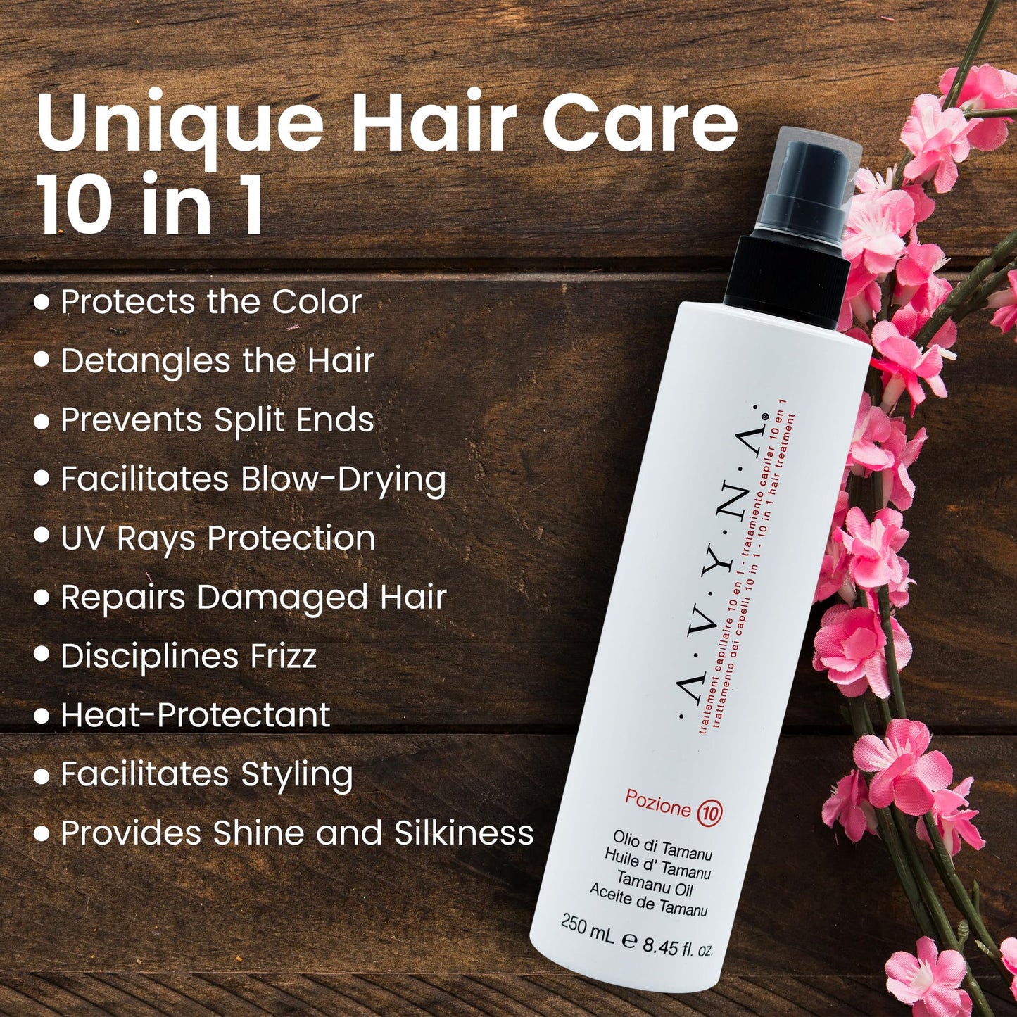 Avyna Hair Bifasico Laluronic Detangler Spray for Damaged Hair with Hyaluronic Acid 6.76 oz