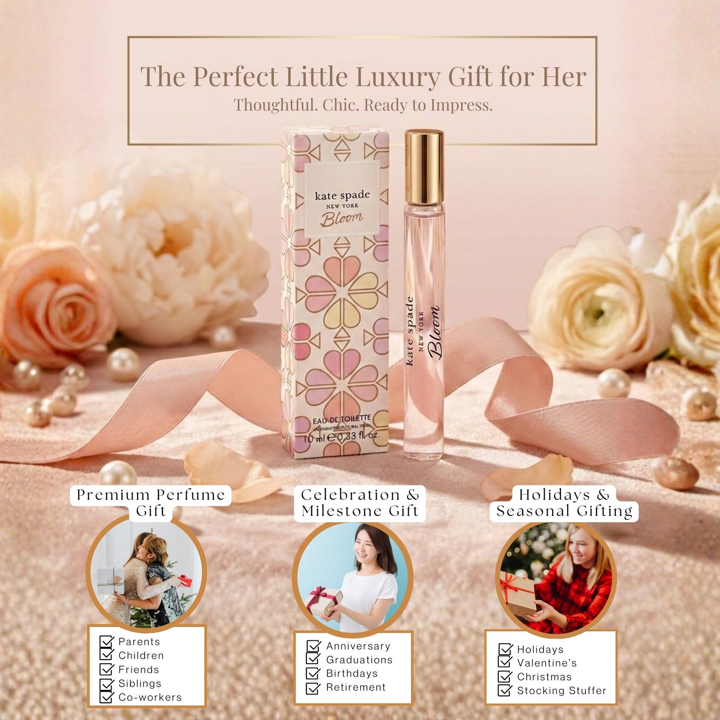 Kate Spade Bloom Eau de Toilette Travel Spray for Women – 10 ml Mini Perfume
