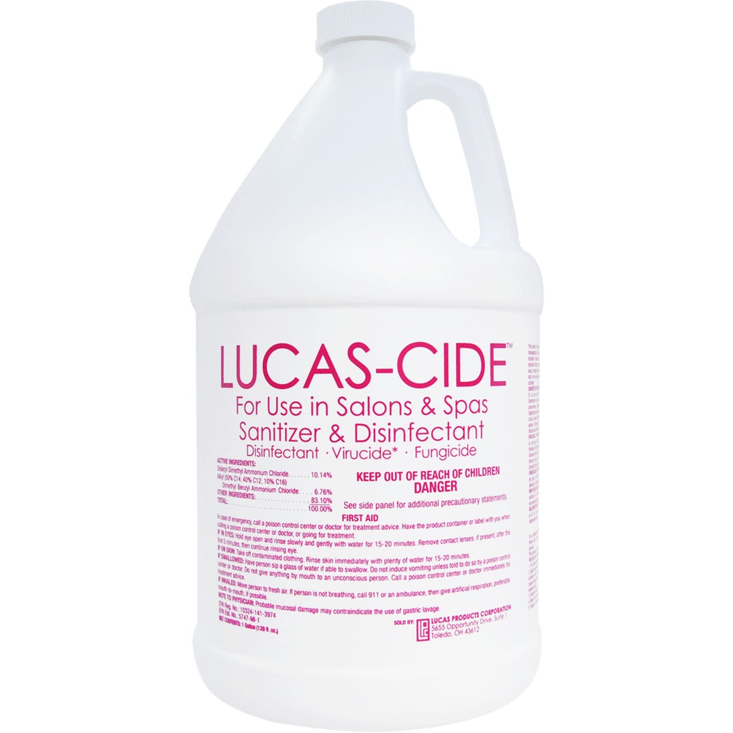 LUCAS-CIDE Salon and Spa Disinfectant Multipurpose Surface Sanitizer, Hospital Grade, EPA Disinfectant Cleaning Supplies Solution 1 Gallon - Pink…