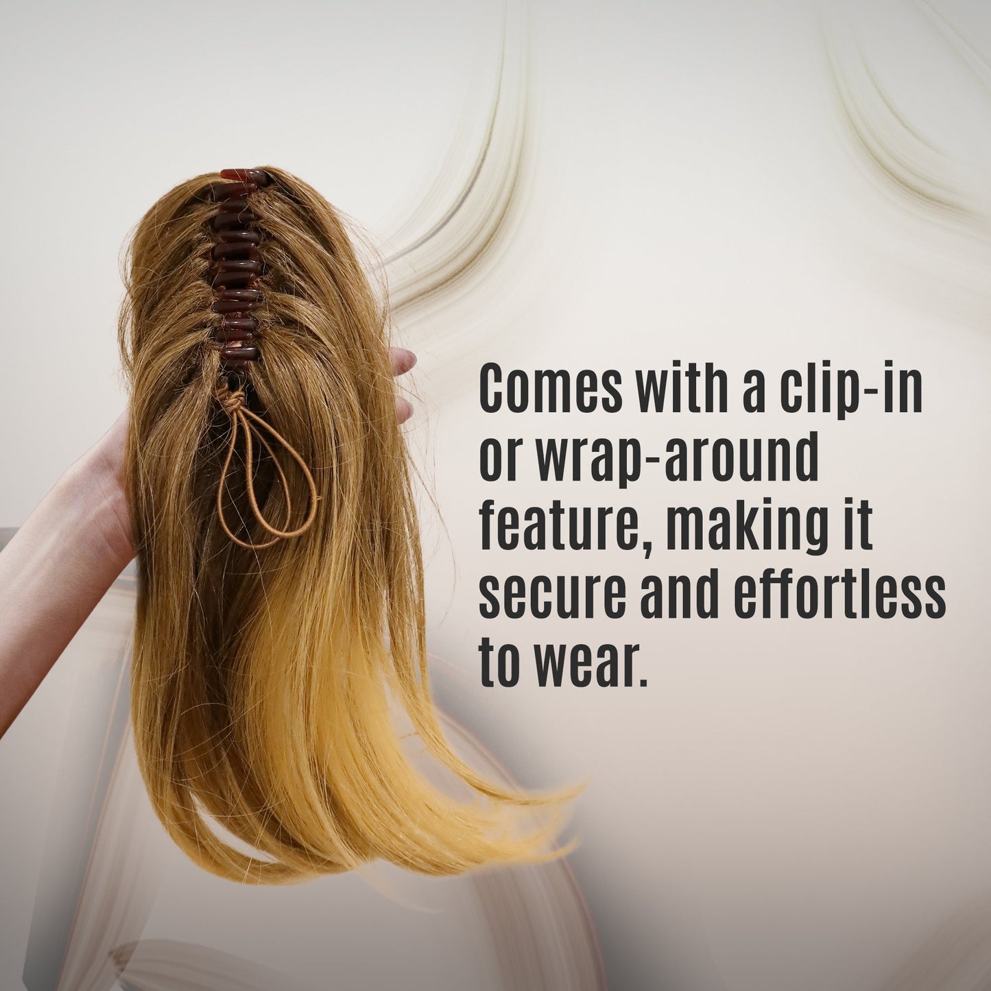 >Rene of Paris Straight Ponytail Hair Extension – Dark Brown Synthetic Clip-In
