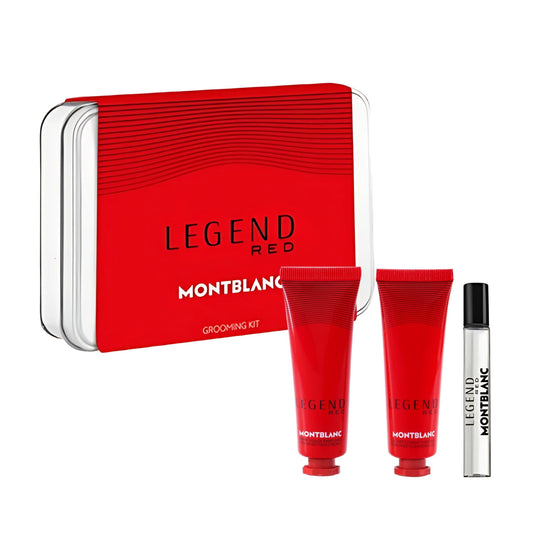 Montblanc Legend Red Gift Set for Men – 3 Piece Set (7.5 ml EDP, Face Cream & Cleansing Gel)