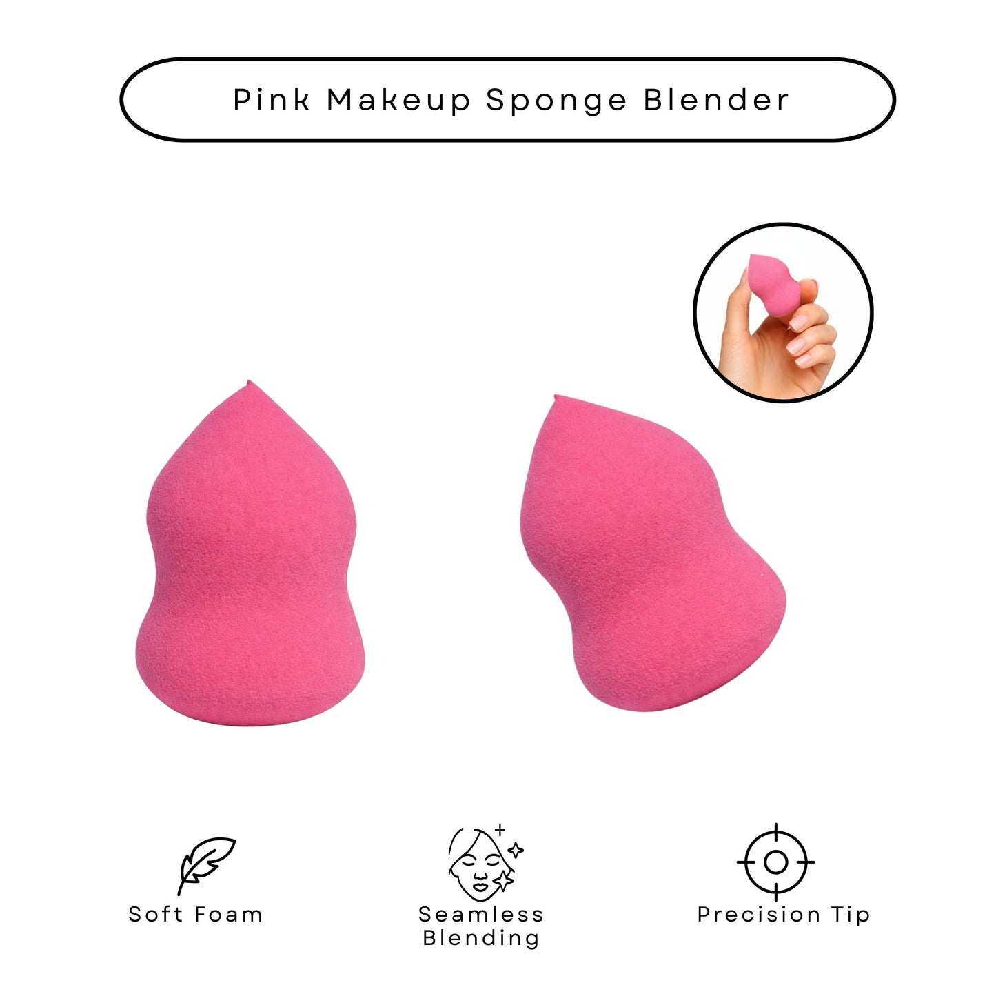 Makeup Blending Sponge by Fantasea Cosmetic, 2 Piece Pink