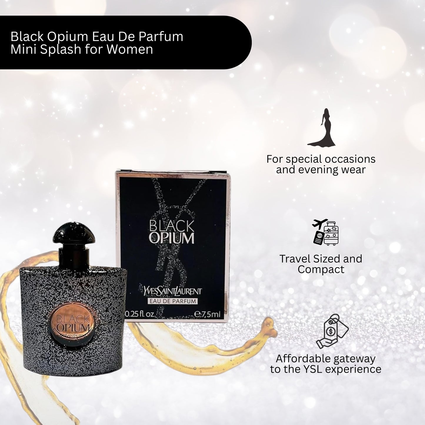 Yves Saint Laurent Black Opium Mini Eau de Parfum – 0.25 oz Splash