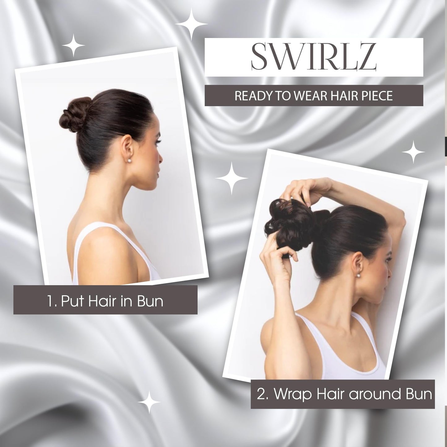 Rene of Paris Swirlz Messy Bun Hair Piece – Medium Brown Synthetic Clip-In Bun
