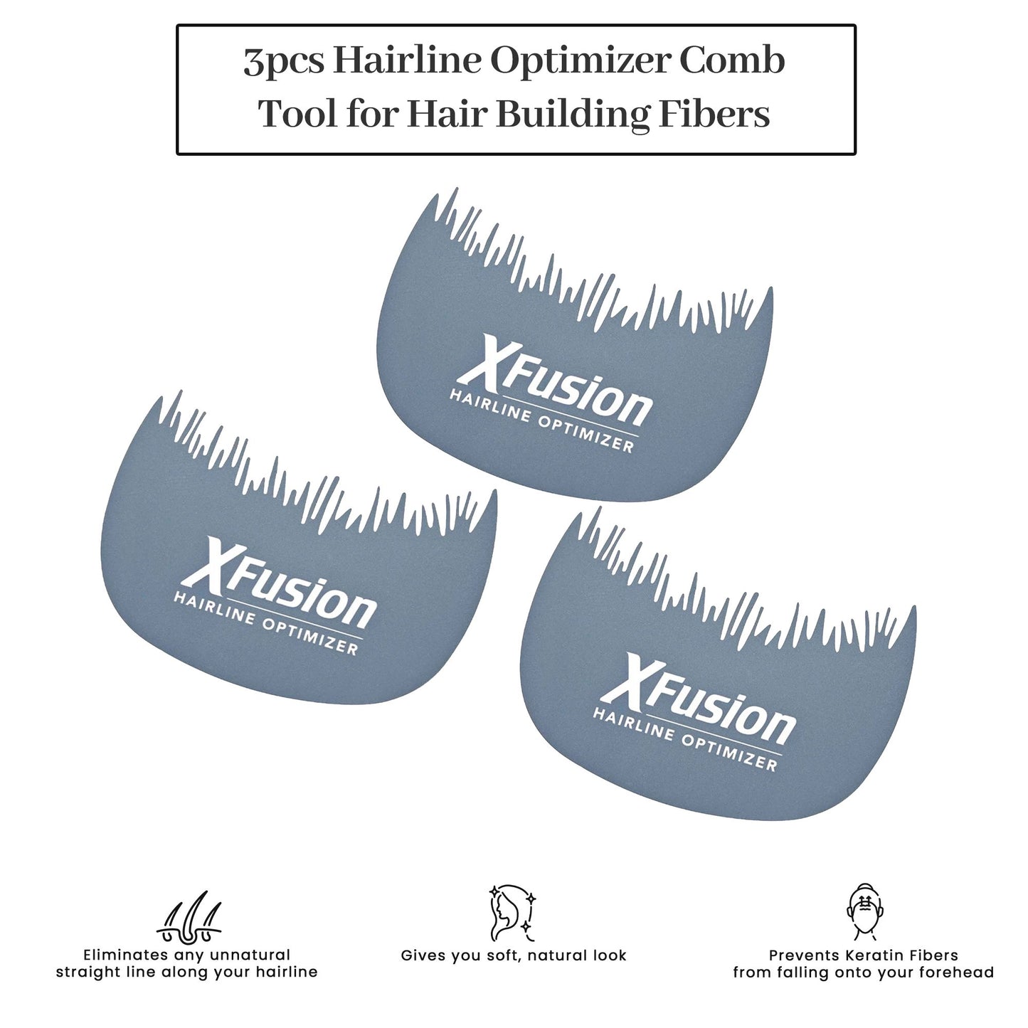 XFusion Hairline Optimizer Comb Tool for Hair Building Fibers – 3 Pack