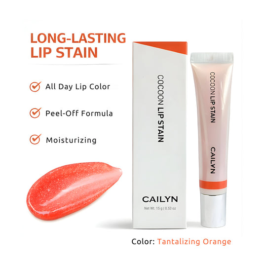 Cailyn Cocoon Lip Stain – Tantalizing Orange 0.53 oz | Long-Lasting Peel-Off Lip Tint