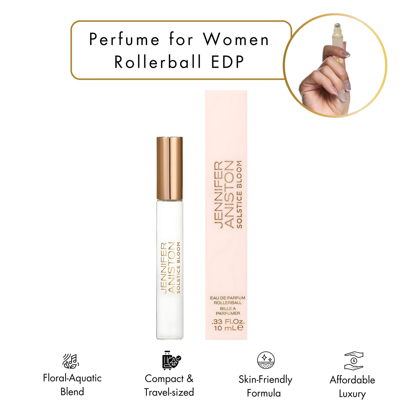 Solstice Bloom by Jennifer Aniston Perfume for Women EDP Rollerball, 0.33 ounce