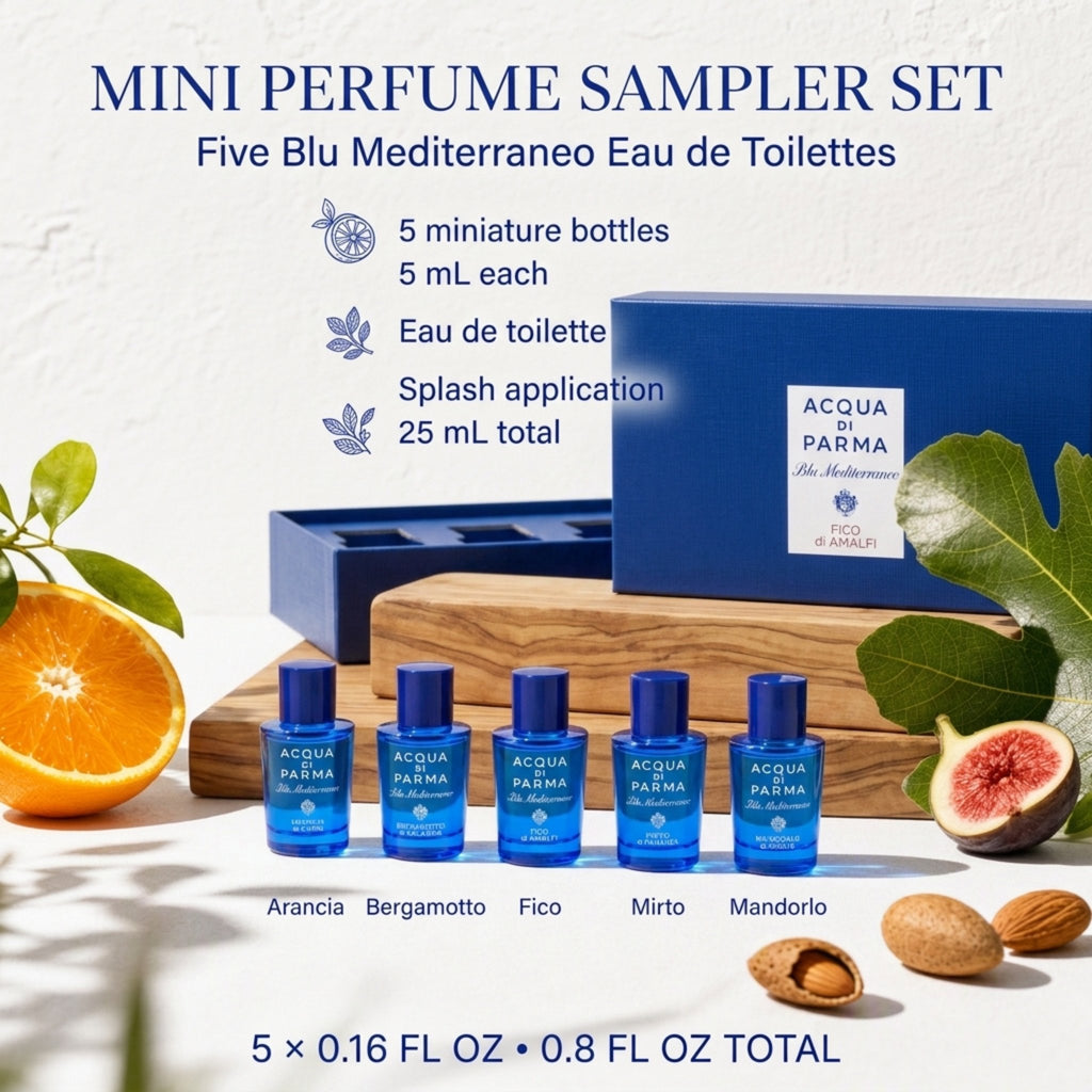 Acqua Di Parma Blu Mediterraneo Mini Gift Set – 5 x 0.16 Fl Oz EDT Splashes