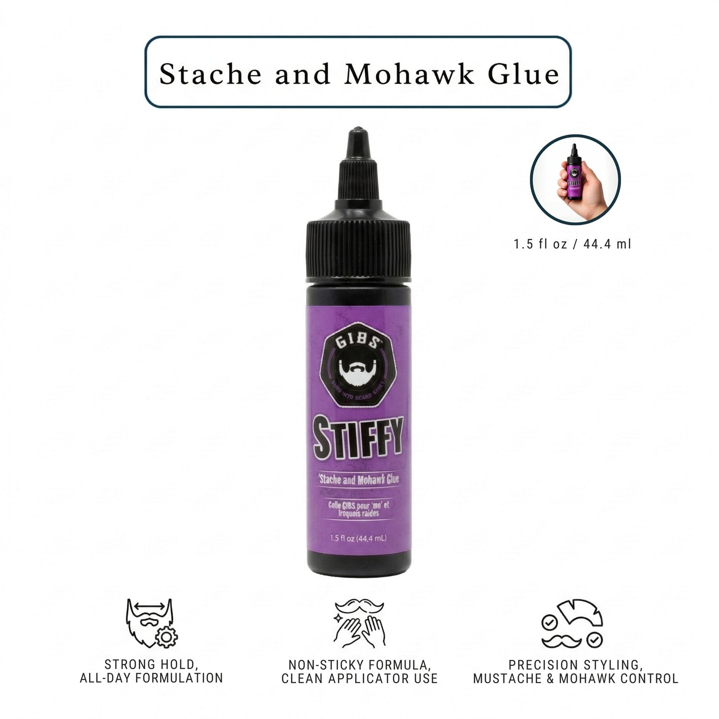 Gibs Stiffy Stache and Mohawk Glue, 1.5 Ounce