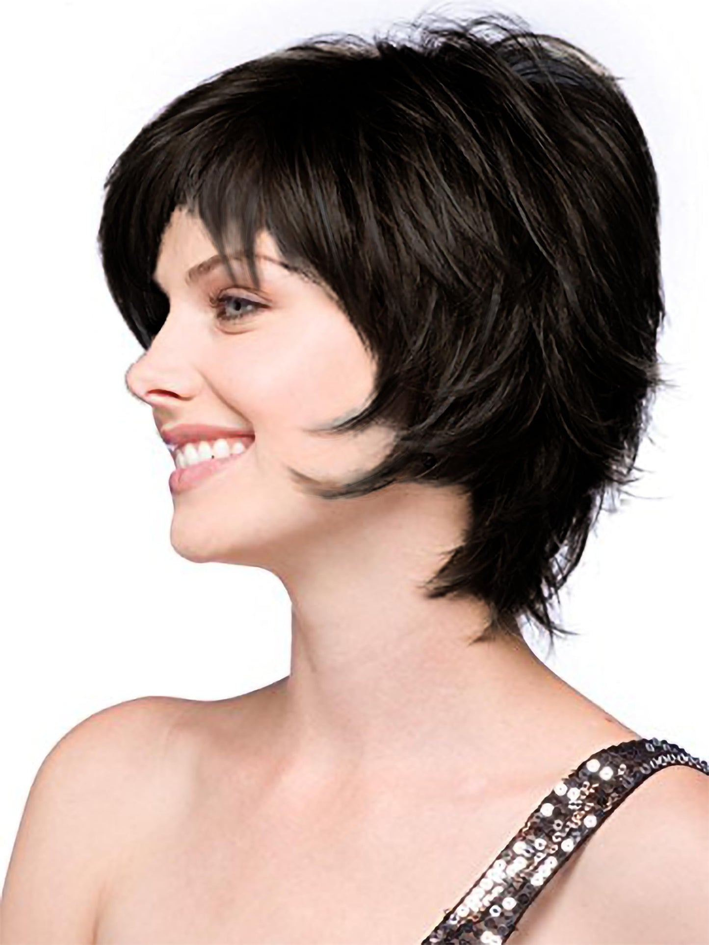 Noriko Sky Wig (Expresso) by Rene of Paris + Wig Lift Comb – Short Layered Synthetic Bob Wig Bundle