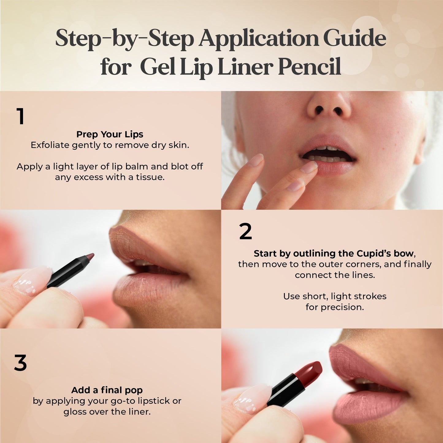 Waterproof Gel Lip Liner Pencil Super Smooth Extra Long-Wear Guava