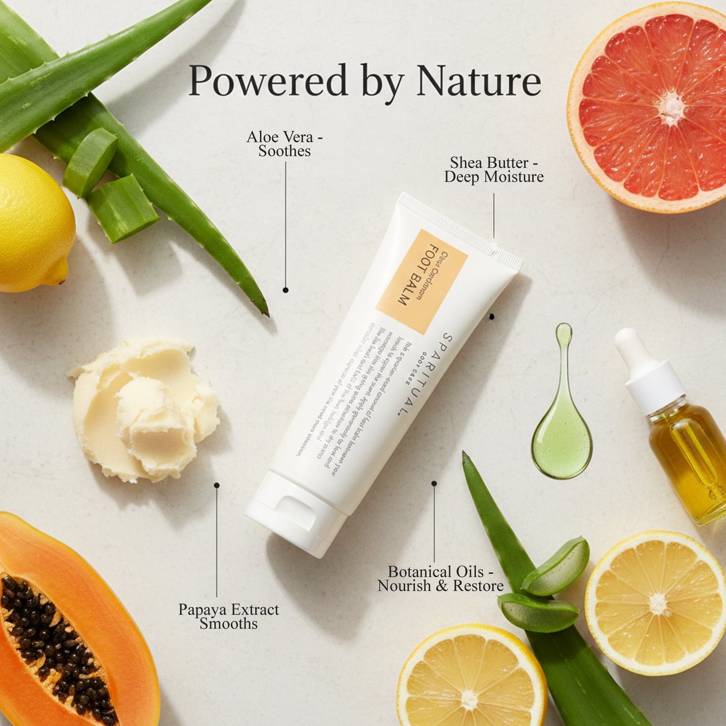 SpaRitual Citrus Cardamom Vegan Foot Balm For Dry Feet | 3.4oz | Natural, Hydrating, Soothing, Softening With Aloe Vera, Papaya Extract, Shea Butter