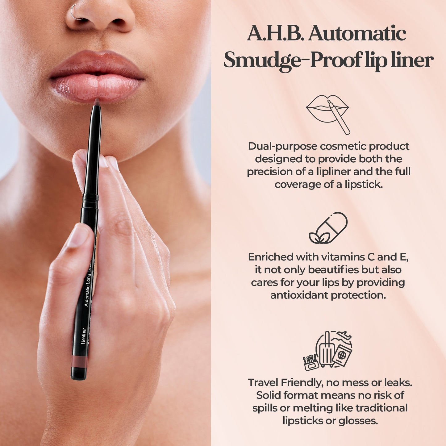 Automatic Long-Lasting Waterproof Lip Liner – Heather | Twist-Up Precision Lipliner