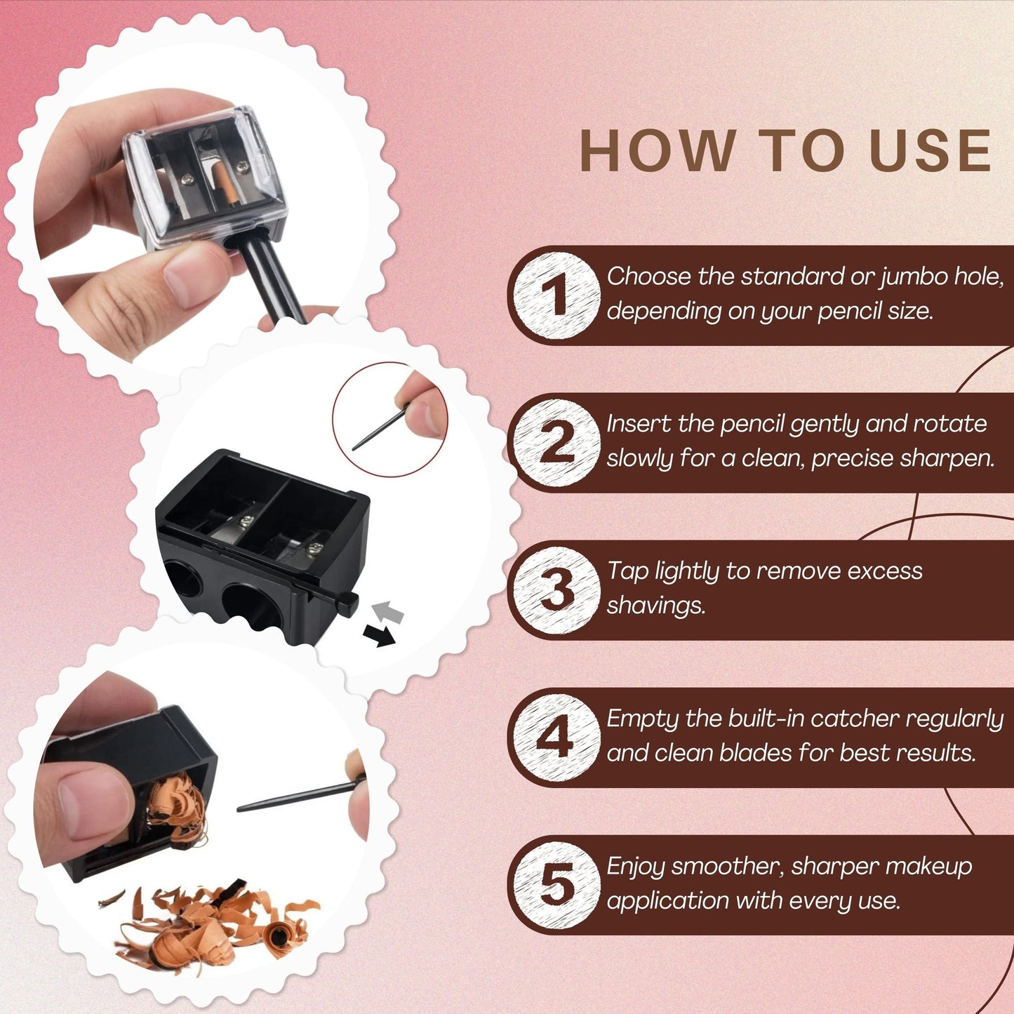 Professional Dual Hole Makeup Pencil Sharpener – For Eyeliner & Lip Liner