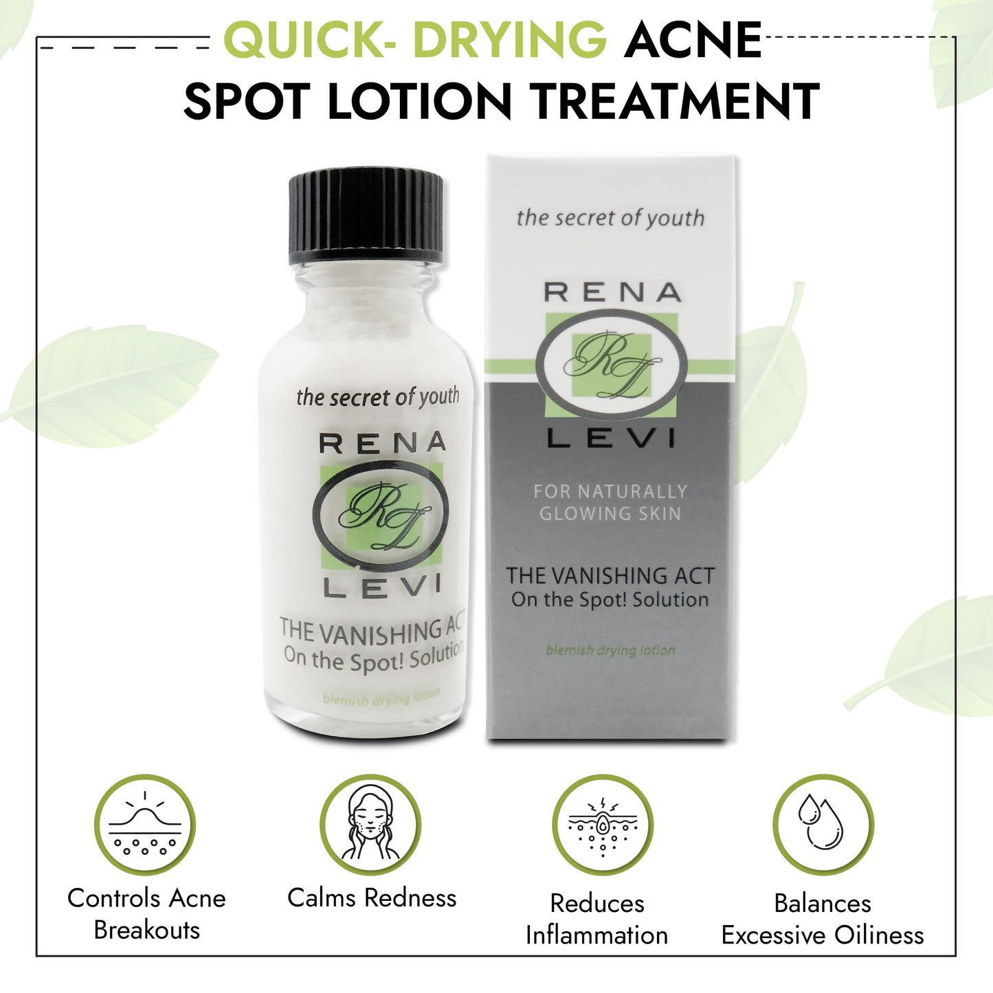 Rena Levi Acne Spot Treatment - One The Spot Acne Treatment For Face - Body Acne Treatment For Women - Acne Lotion For Face And Body - Dries Out Blemishes And Pores - Back Acne Treatment - 1oz