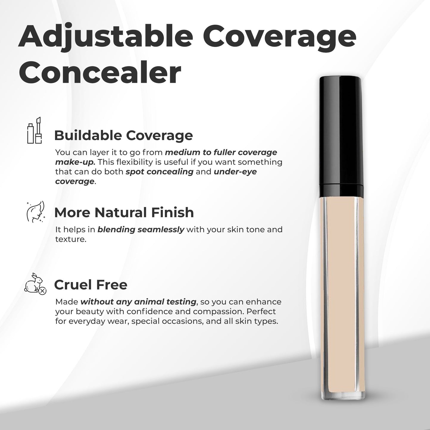 Adjustable Coverage Concealer #06 Medium with Neutral Undertone - Lightweight, Crease-Resistant Formula
