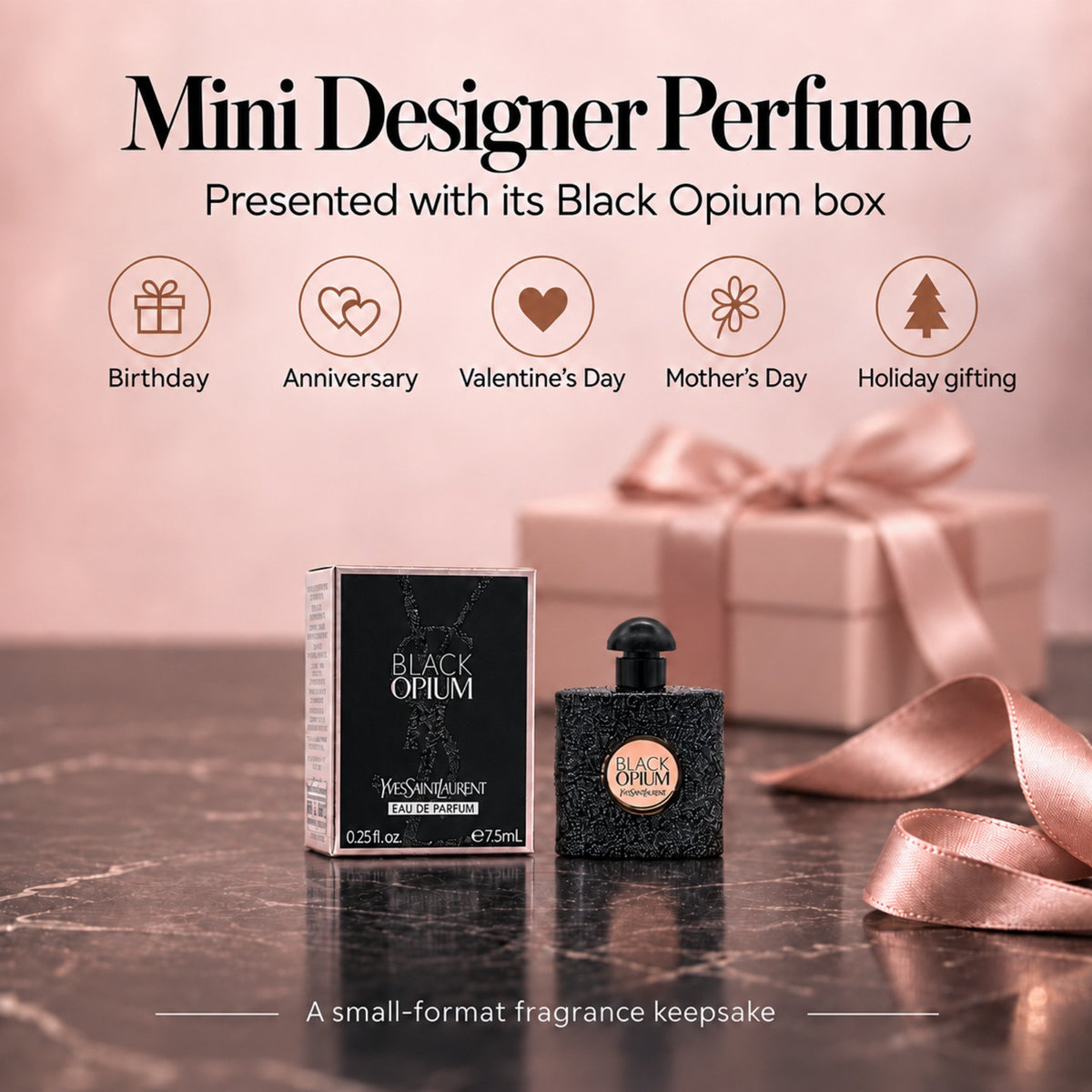 Yves Saint Laurent Black Opium Perfume for Women Mini EDP Splash 0.25 Ounce