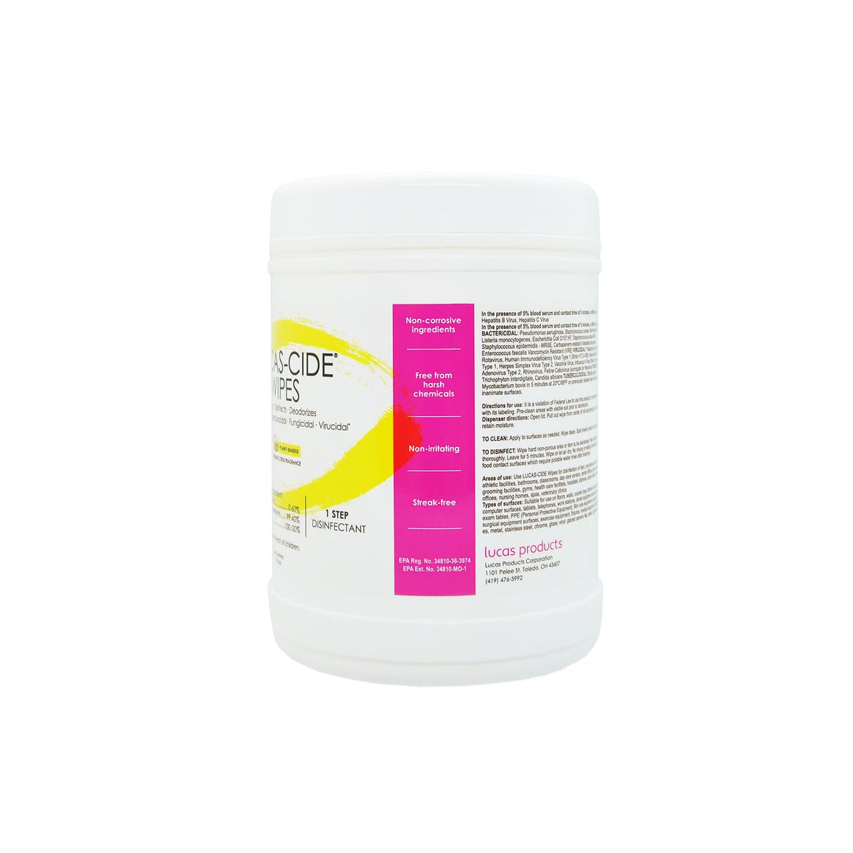 LUCAS-CIDE Disinfecting Wipes - Multi Surface Cleaner Disinfectant Wipes - Convenient Antibacterial Wipes For Cleaning Products - 1 Step Disinfectant Sanitizing Wipes - 160 Cleaning Wipes Travel Size