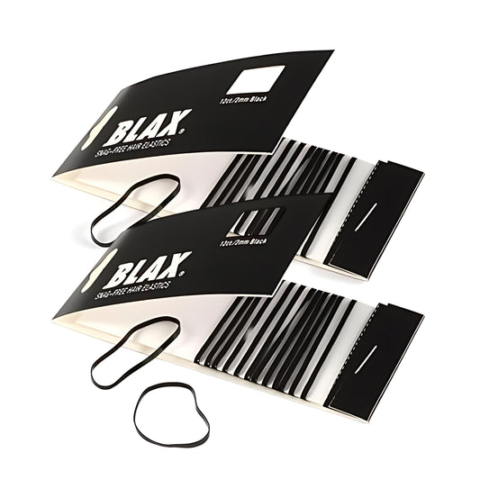 Blax Black Elastic Hair Ties - Snag-Free, Seamless, No-Damage Bands, 2mm 12 Count (2 Pack)