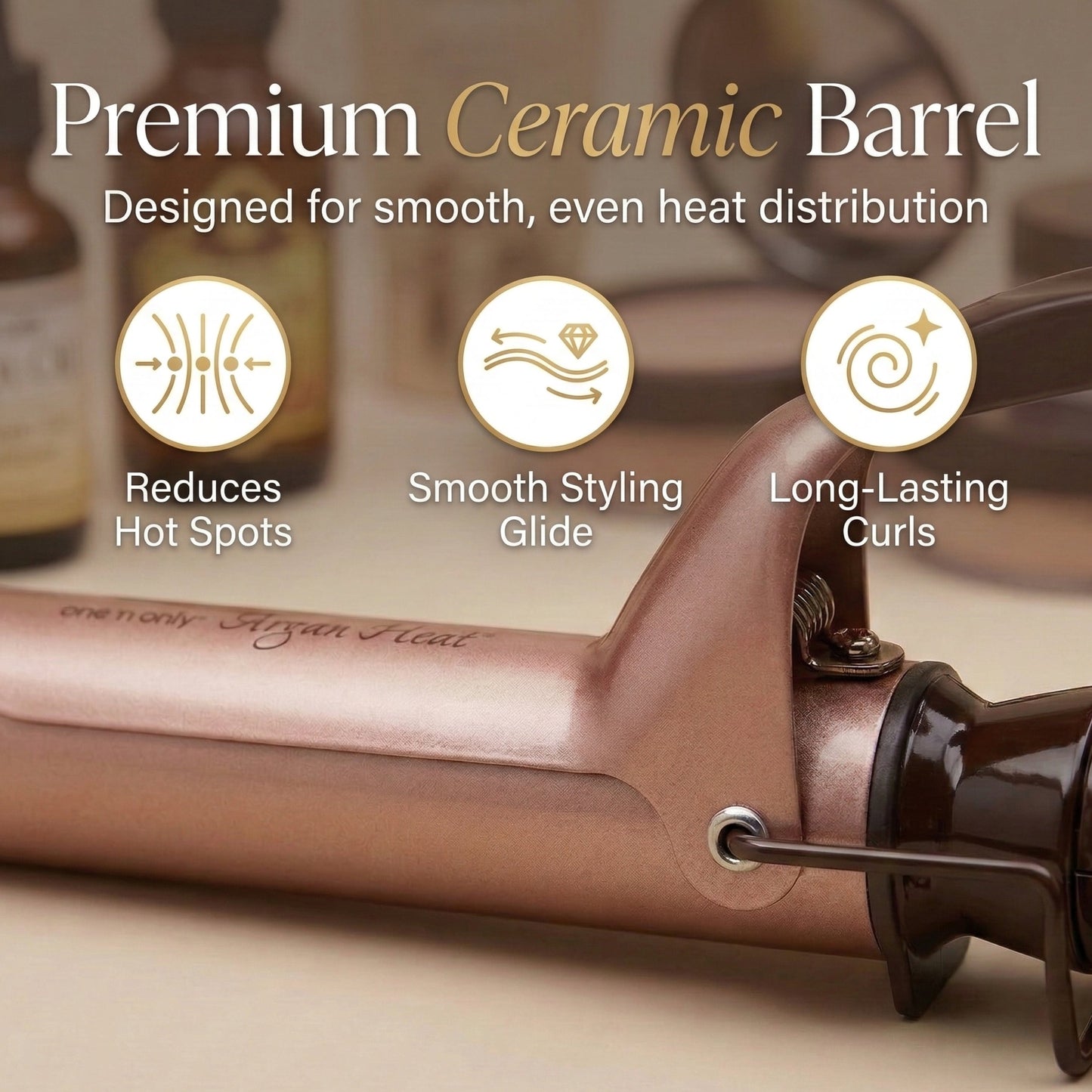 BaBylissPRO One ‘n Only Argan Heat Curling Iron 1.25” – Ceramic Barrel with Argan Oil, Up to 400°F