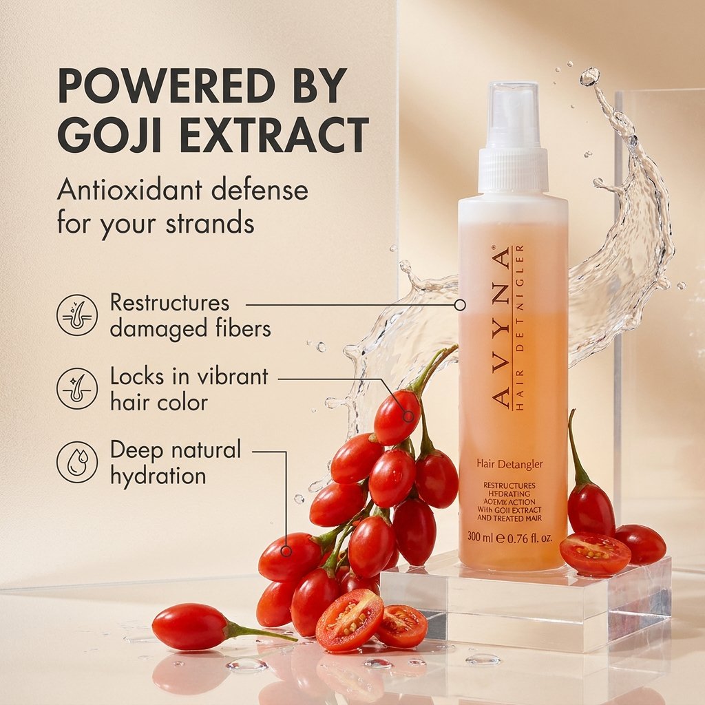 Avyna Hair Detangler Spray, Restructuring, Hydrating and Protecting Action With Goji Extract for Colored and Treated Hair 6.76 oz
