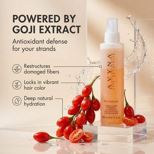 Avyna Hair Detangler Spray, Restructuring, Hydrating and Protecting Action With Goji Extract for Colored and Treated Hair 6.76 oz
