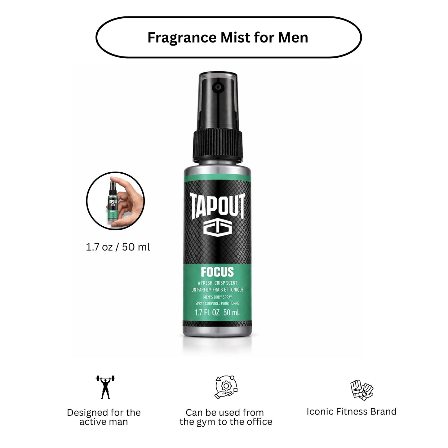 Focus by Tapout Men's Body Spray 1.5oz , pack of 1