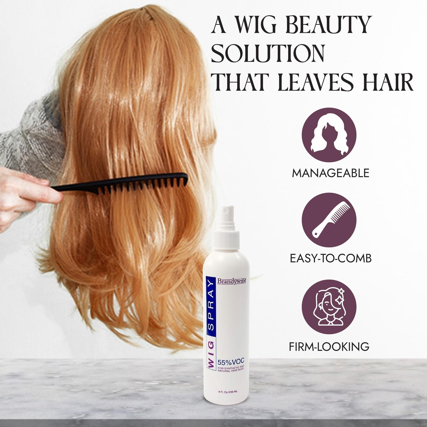 Brandywine Non-Aerosol Wig Spray for Synthetic and Natural Hair Wigs - 8 Fl Oz