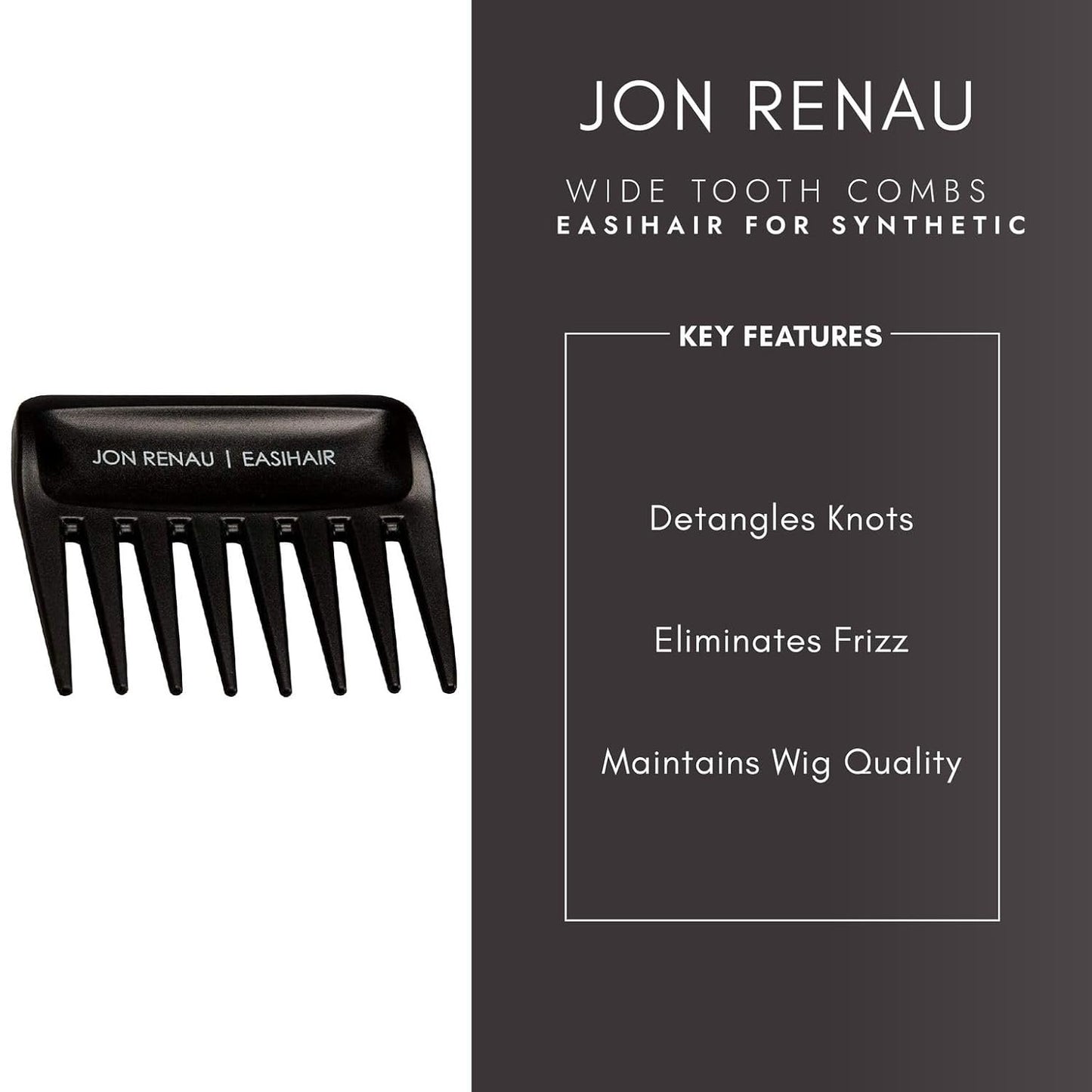 Jon Renau Wide Tooth Comb - Detangling Comb For Synthetic, HD Fiber & Human Hair (3-Pack)