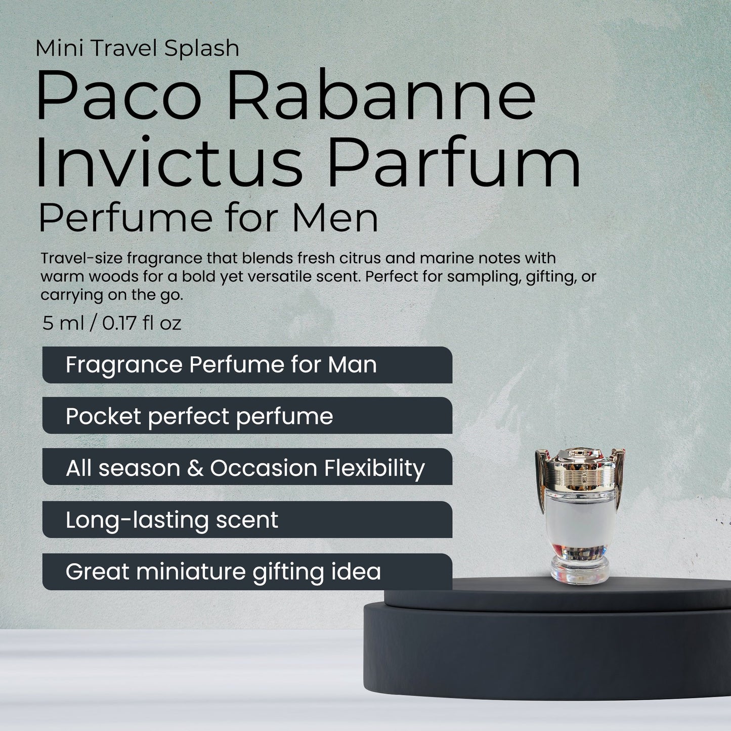 Paco Rabanne Invictus Eau de Toilette for Men, 0.17 Fl Oz Mini/Splash