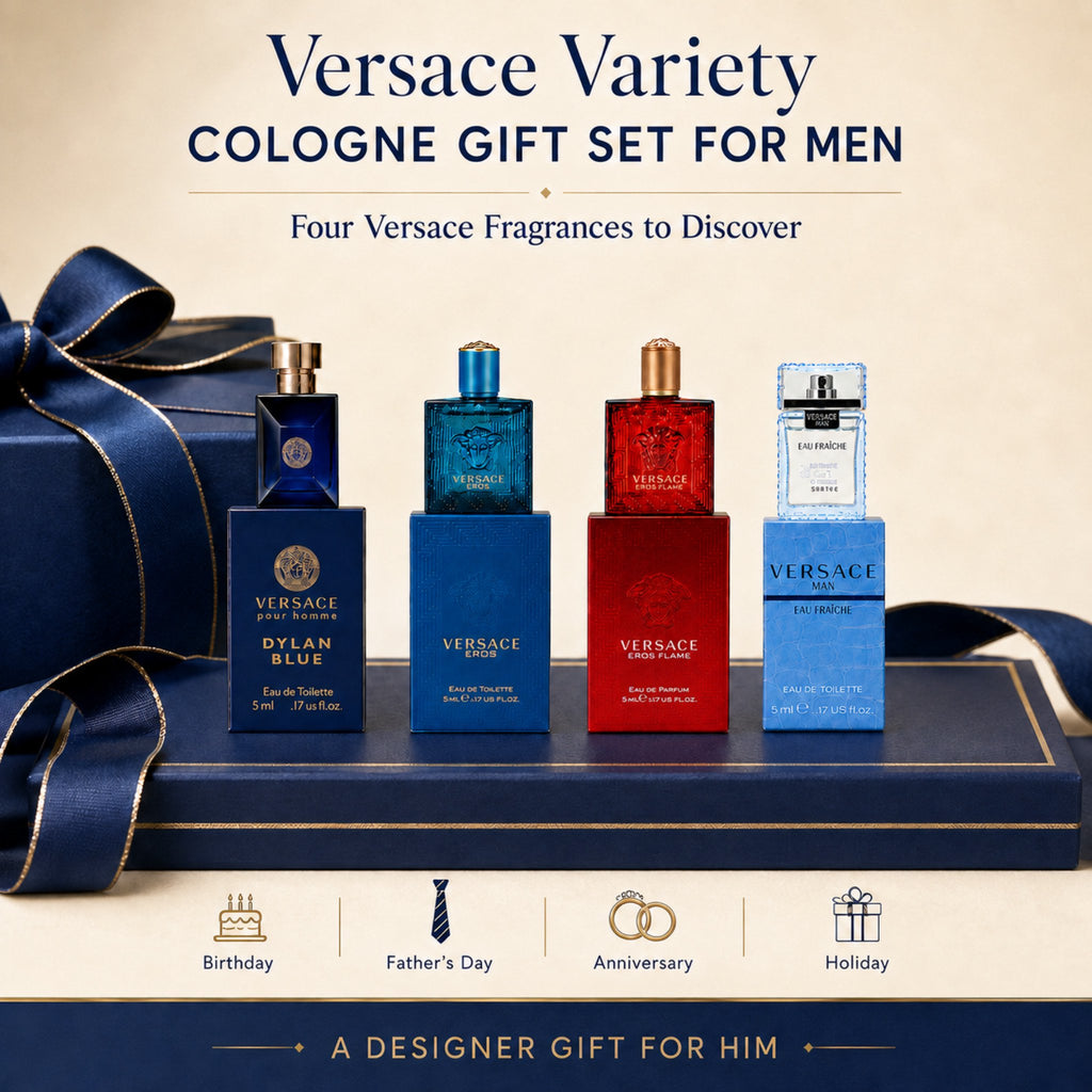 Versace 4 Piece Mini Fragrance Gift Set for Men – Eau de Toilette Collection (5 ml Each)