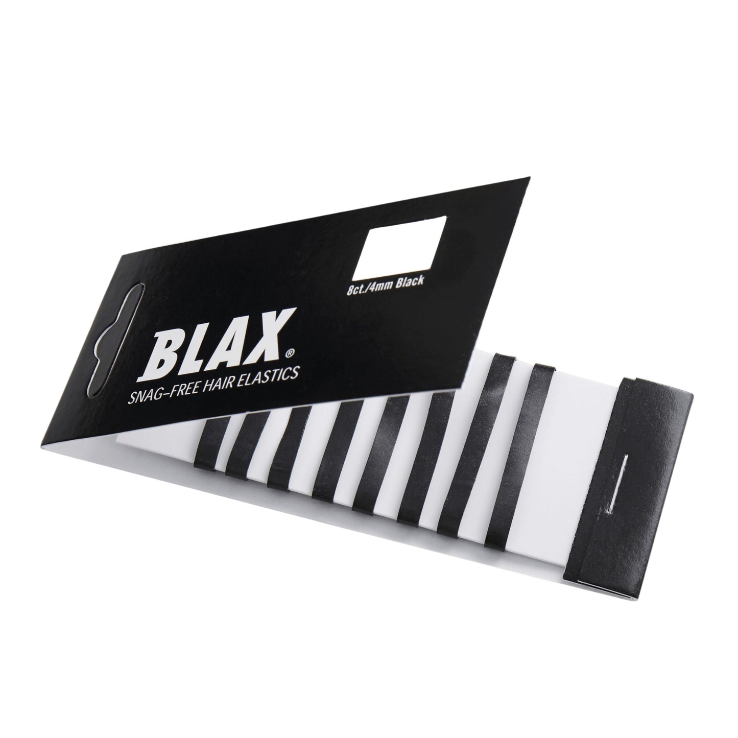 Blax Black Elastic Hair Ties - Snag-Free, Seamless, No-Damage Bands, 4mm 8 Count