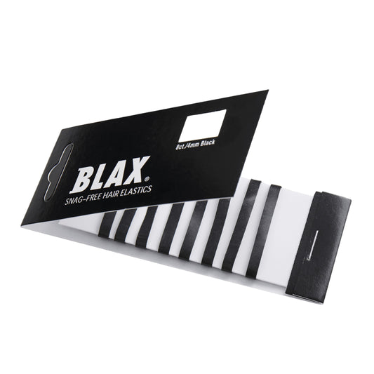 Blax Black Elastic Hair Ties - Snag-Free, Seamless, No-Damage Bands, 4mm 8 Count
