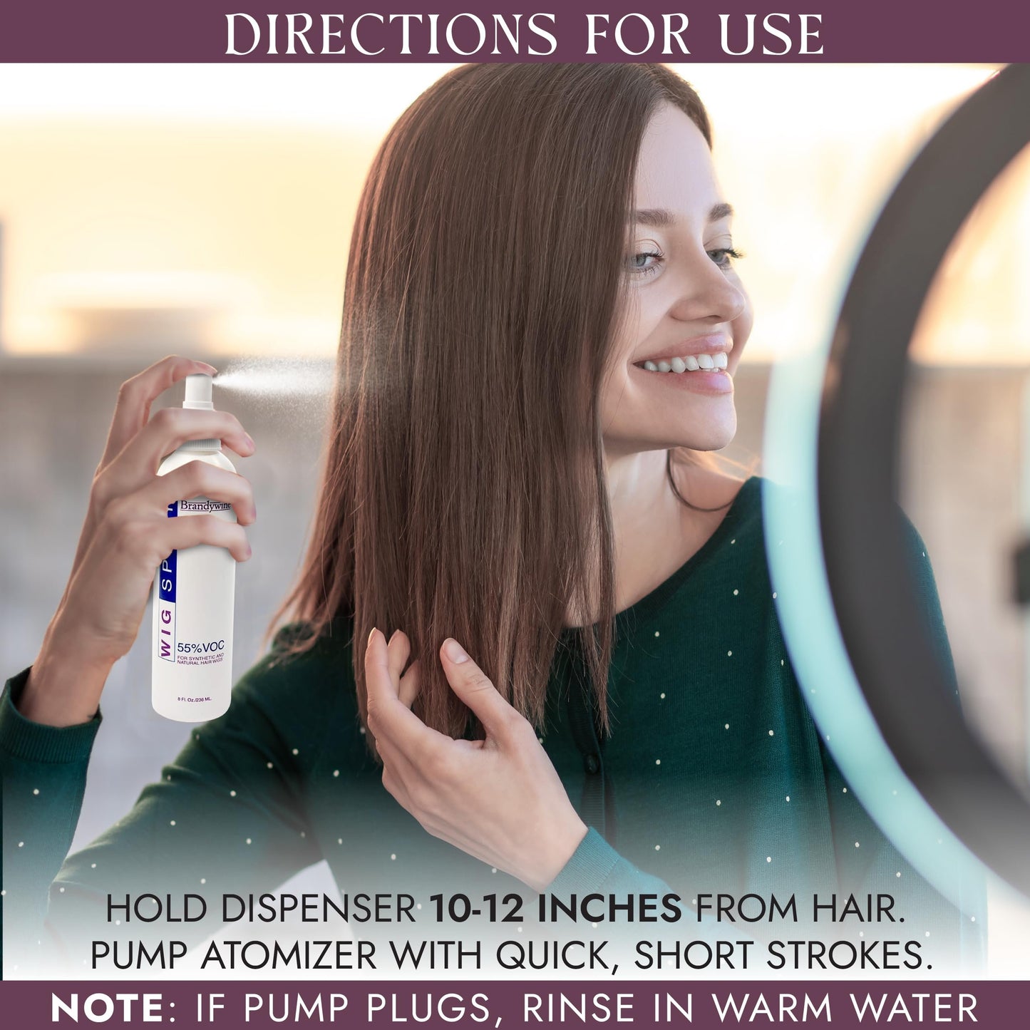 Brandywine Non-Aerosol Wig Spray for Synthetic and Natural Hair Wigs - 8 Fl Oz