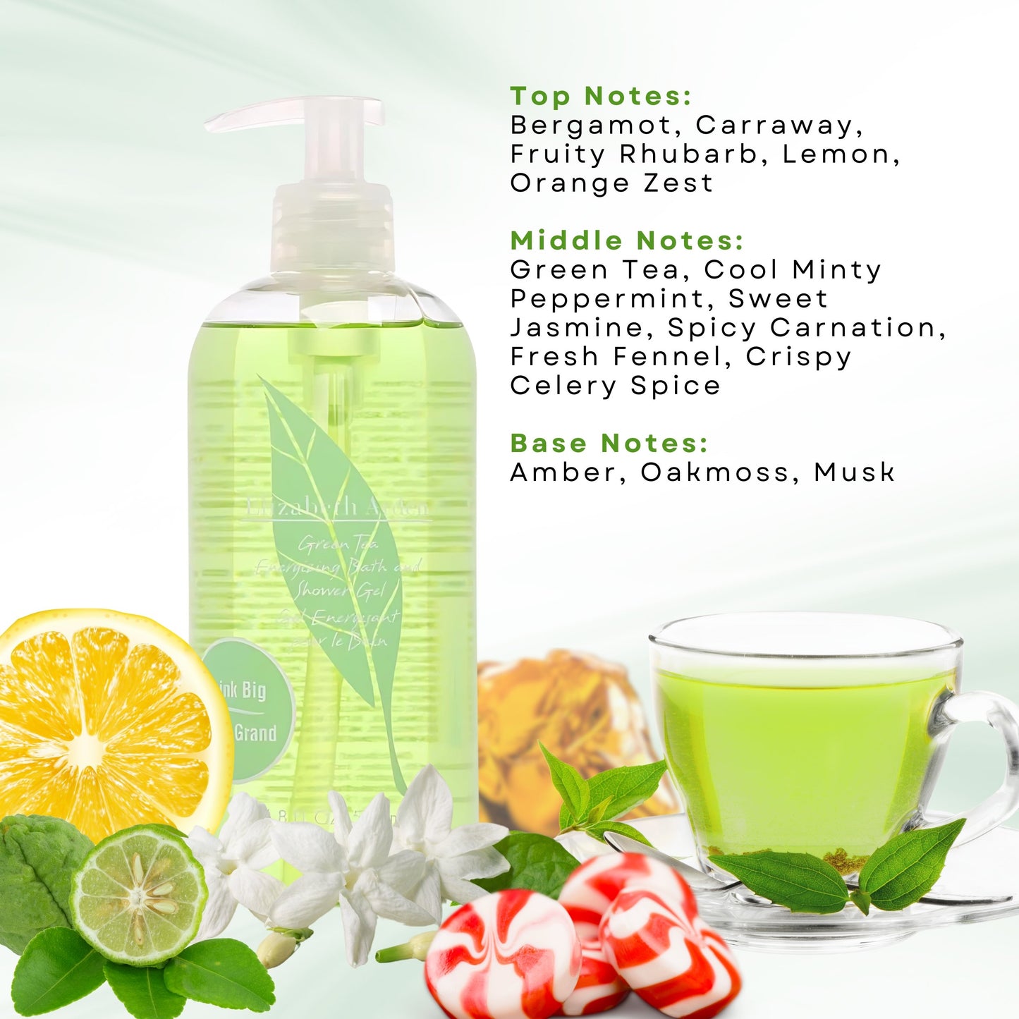 GREEN TEA/ELIZABETH ARDEN SHOWER GEL 16.8 OZ (500 ML) (W)