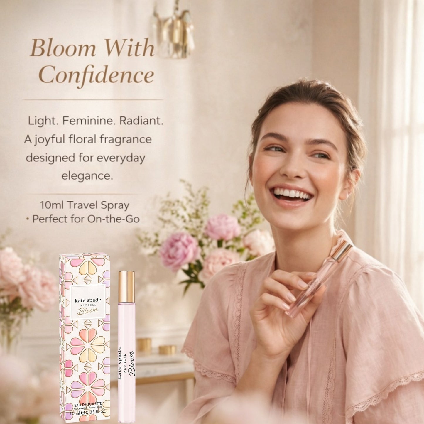 Kate Spade Bloom Eau de Toilette Travel Spray for Women – 10 ml Mini Perfume